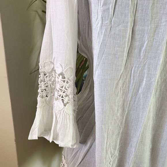 White Crochet Trim Cover-Up Tunic Women's Top XL - Picture 6 of 6